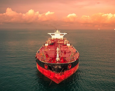 red and white ship on sea under cloudy sky during daytime