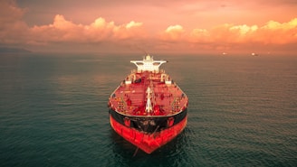 red and white ship on sea under cloudy sky during daytime