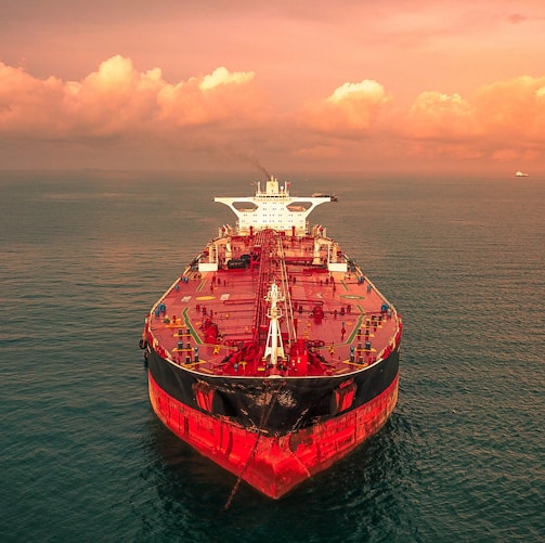 red and white ship on sea under cloudy sky during daytime