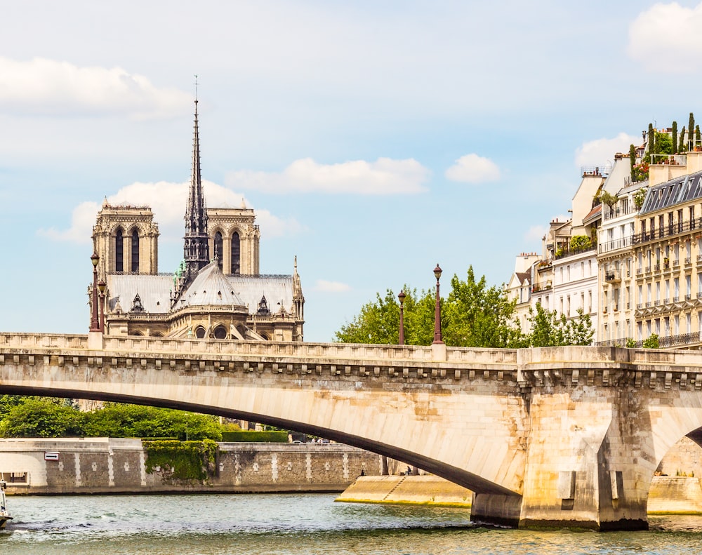 white concrete bridge over river