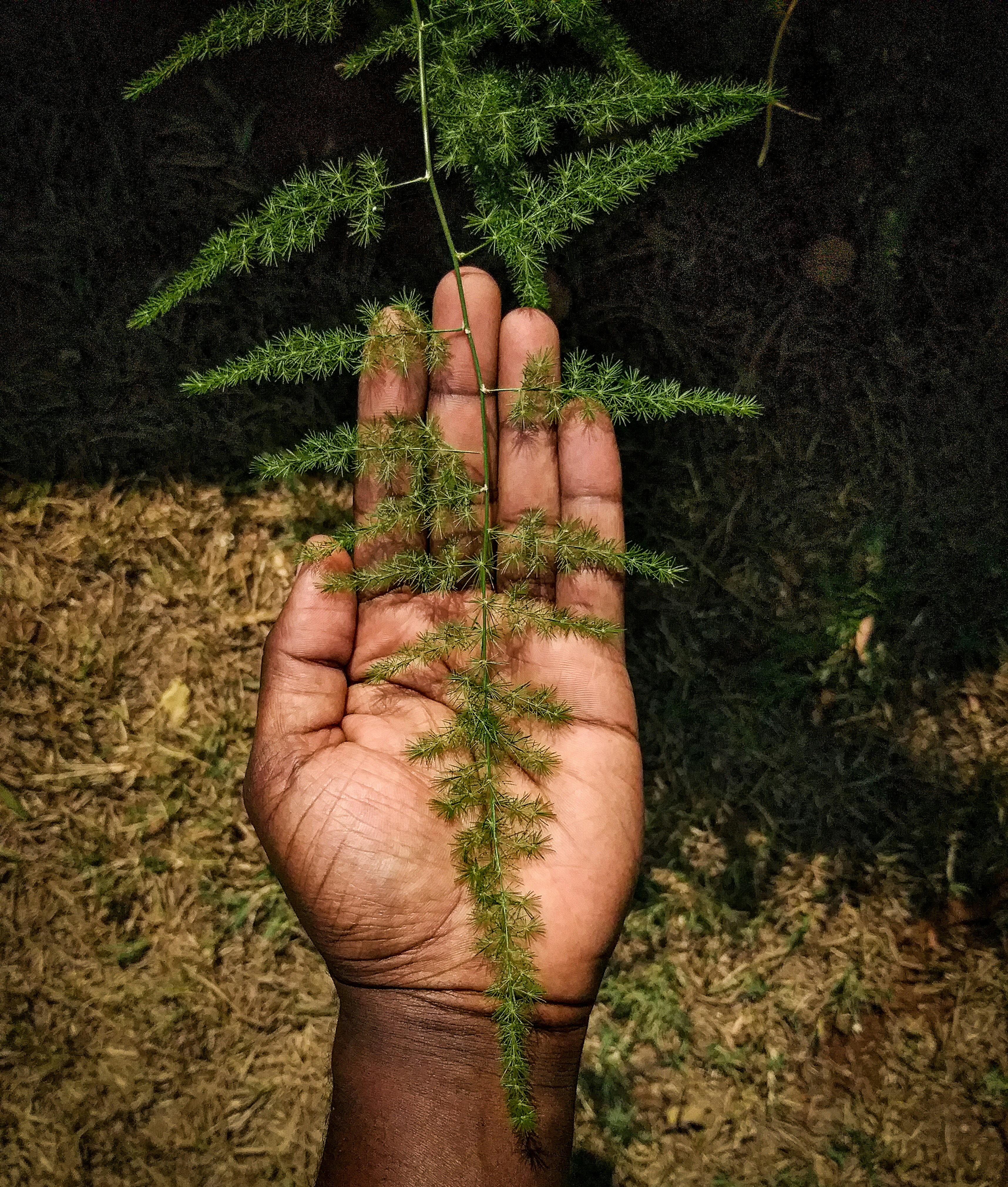 Happy community members holding products