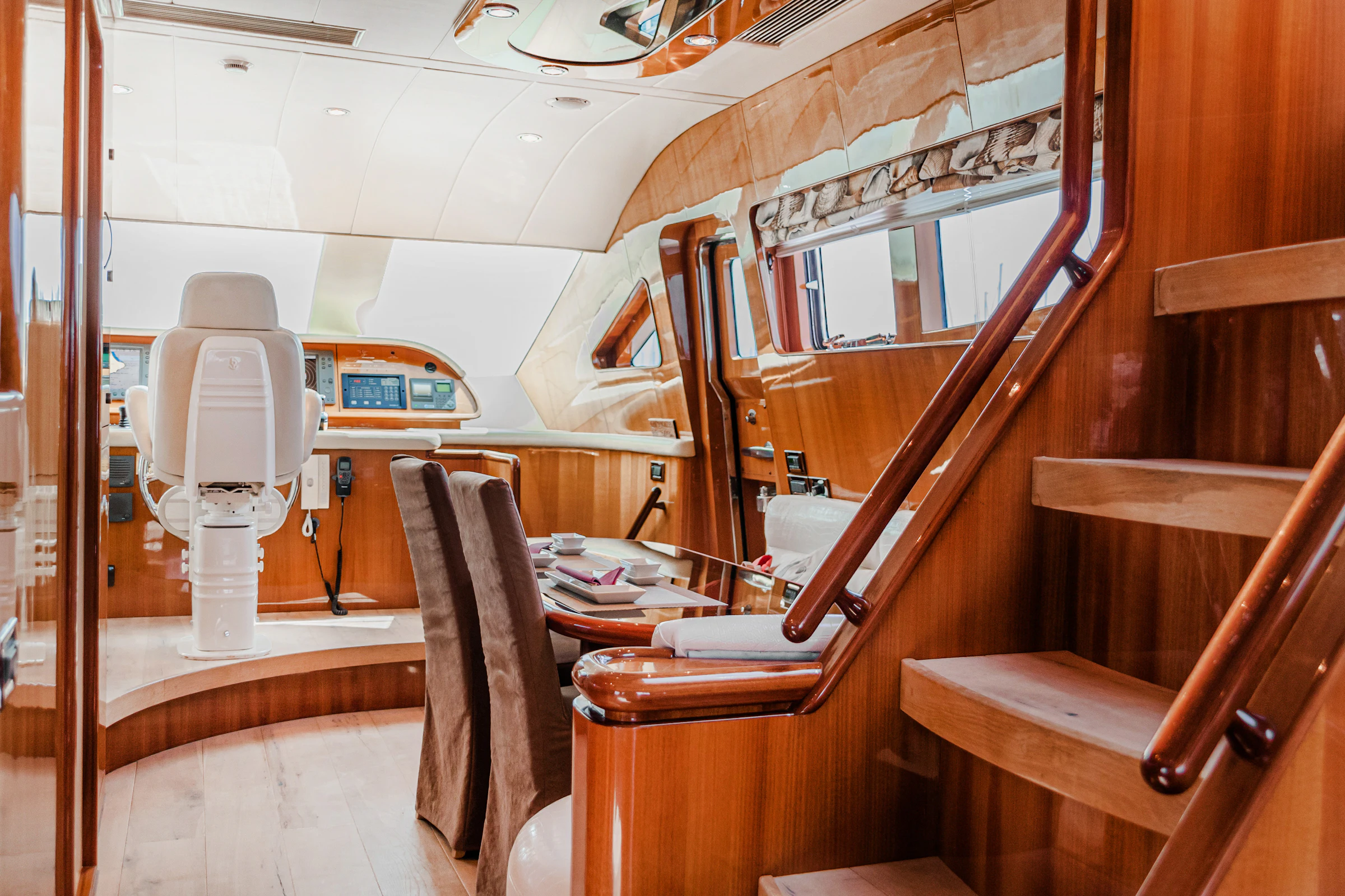 Air-conditioned cabin with seating and natural light