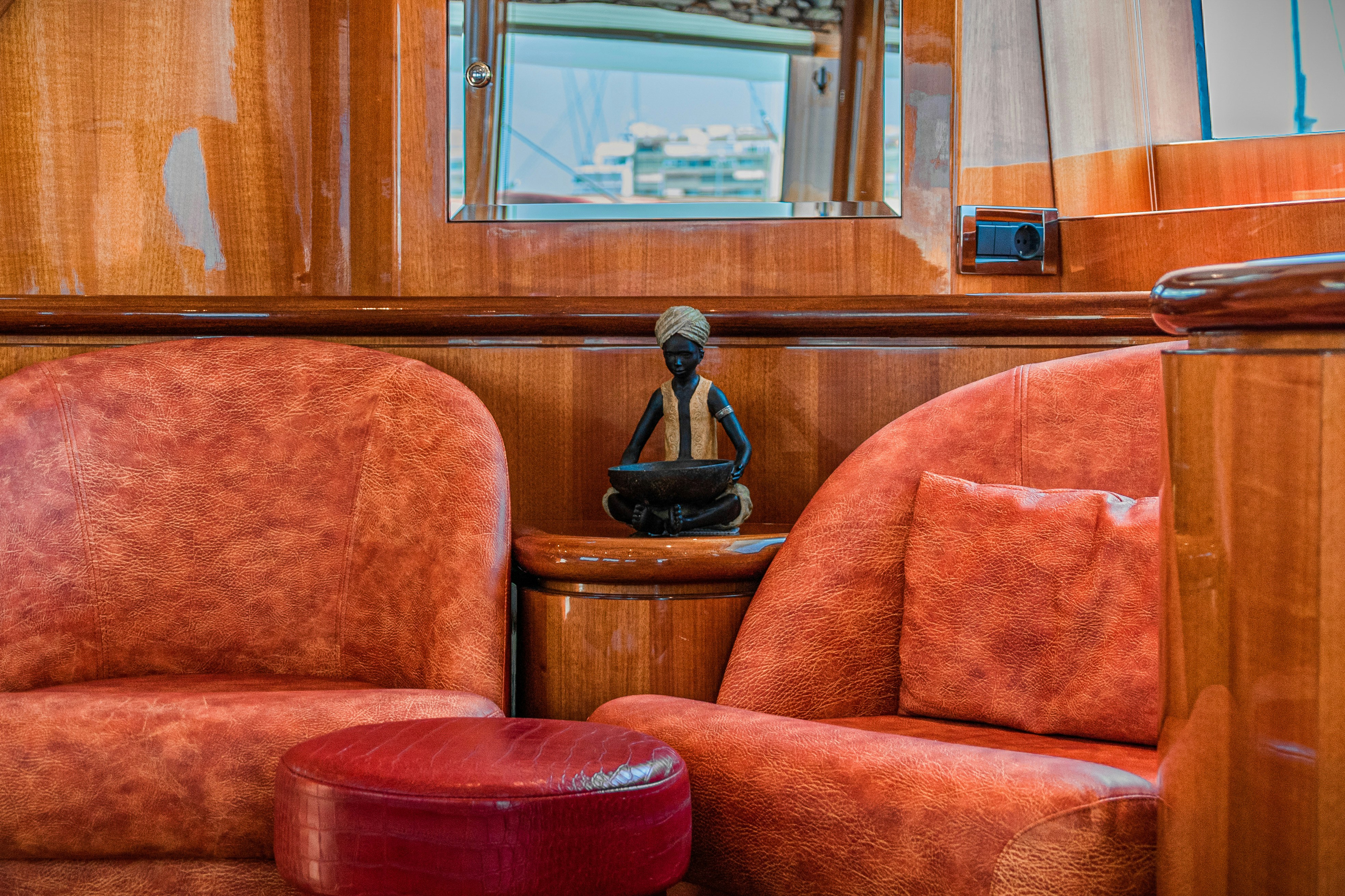 Luxury yacht interior with Buddha statue