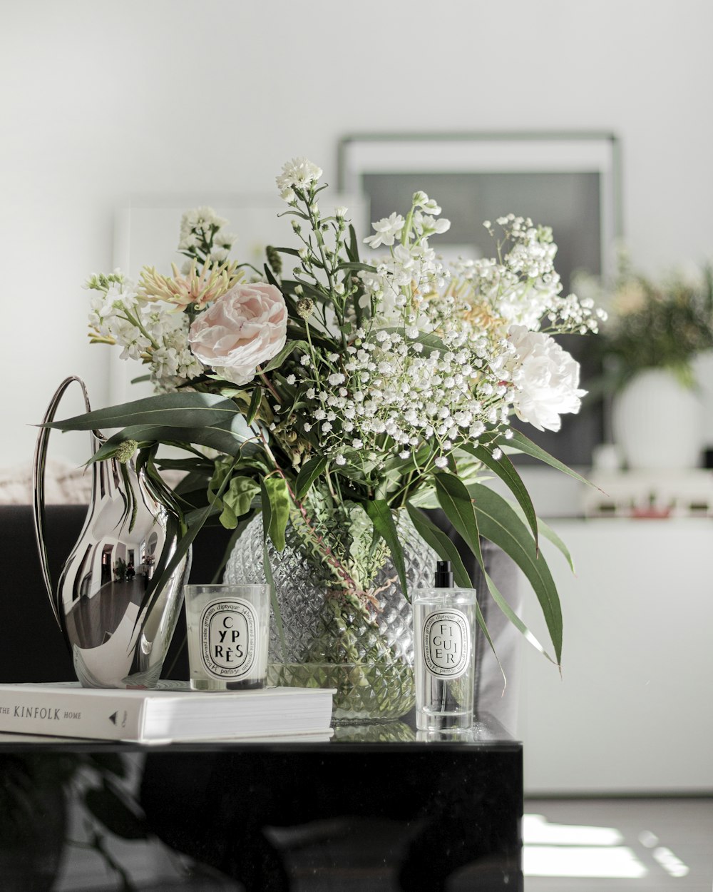 white and green flower bouquet