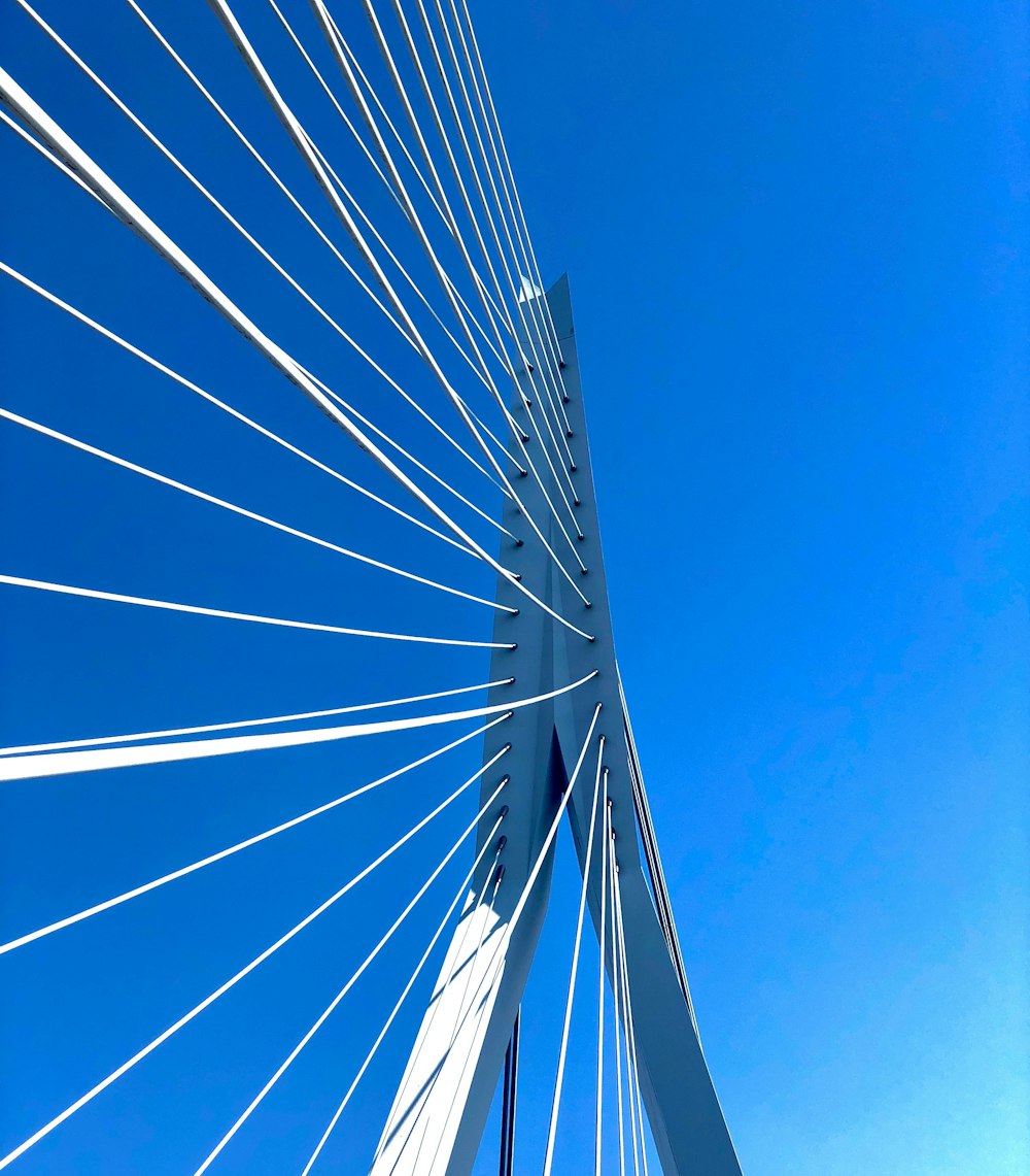 Puente de metal blanco bajo el cielo azul durante el día