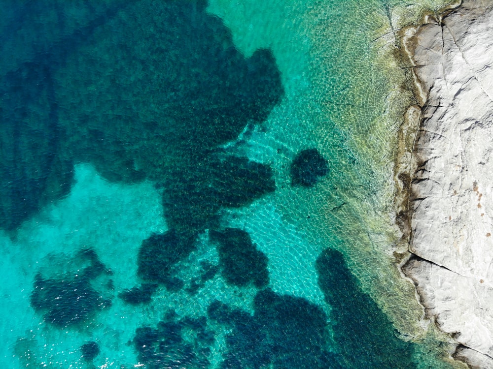 an aerial view of a body of water