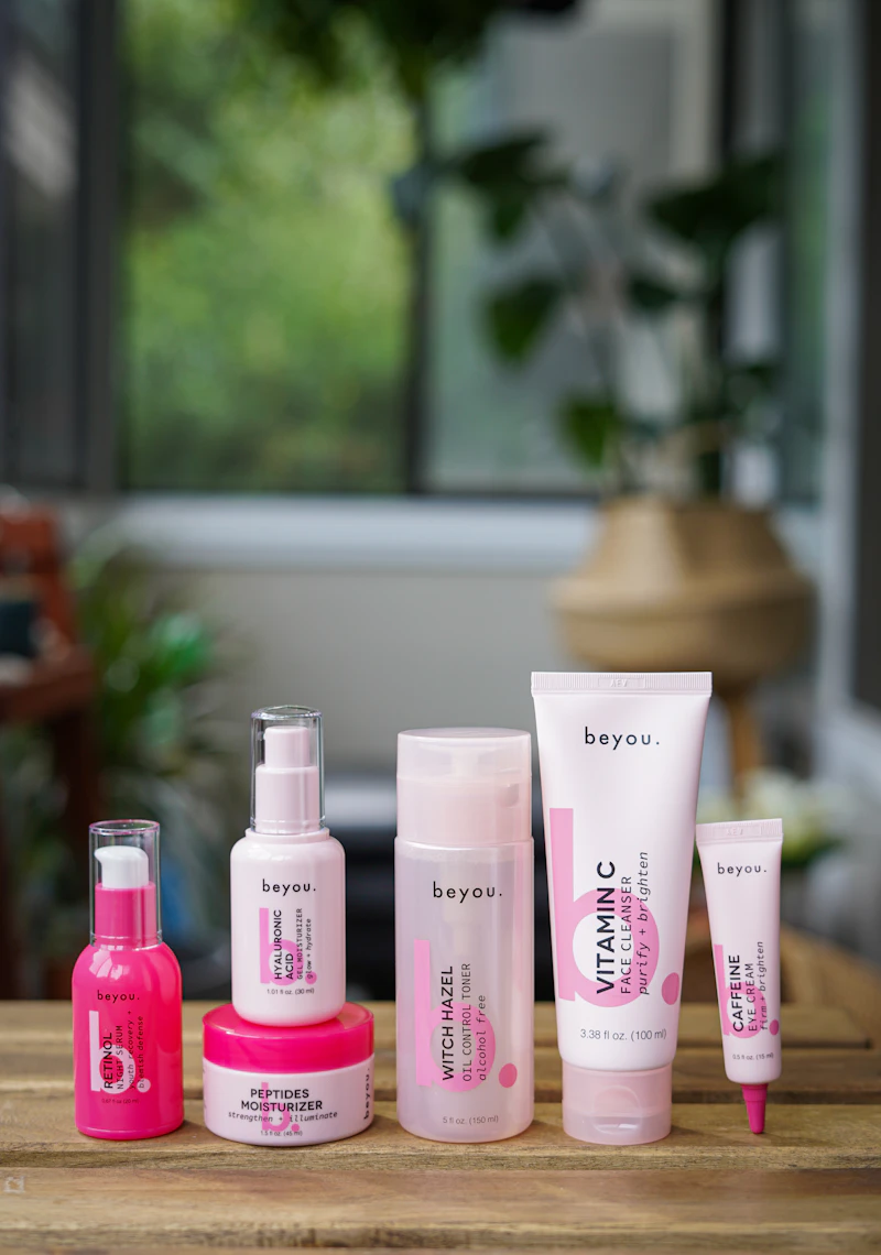 Creator applying skincare