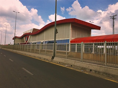 A secure facility with security measures in place.
