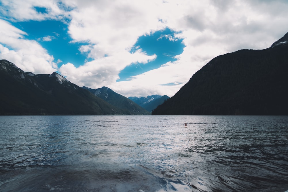 body of water near mountain under blue sky during daytime