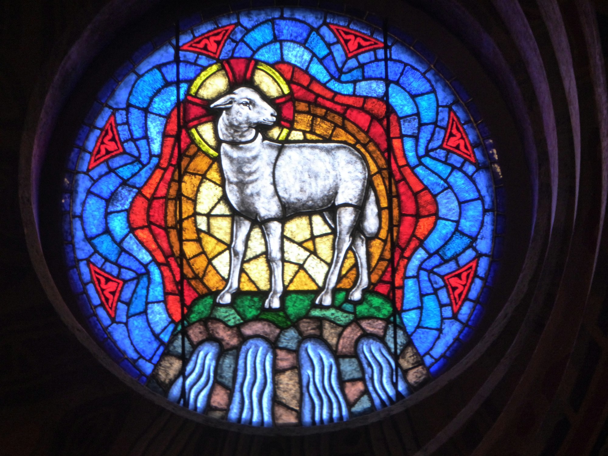 Stained glass sheep