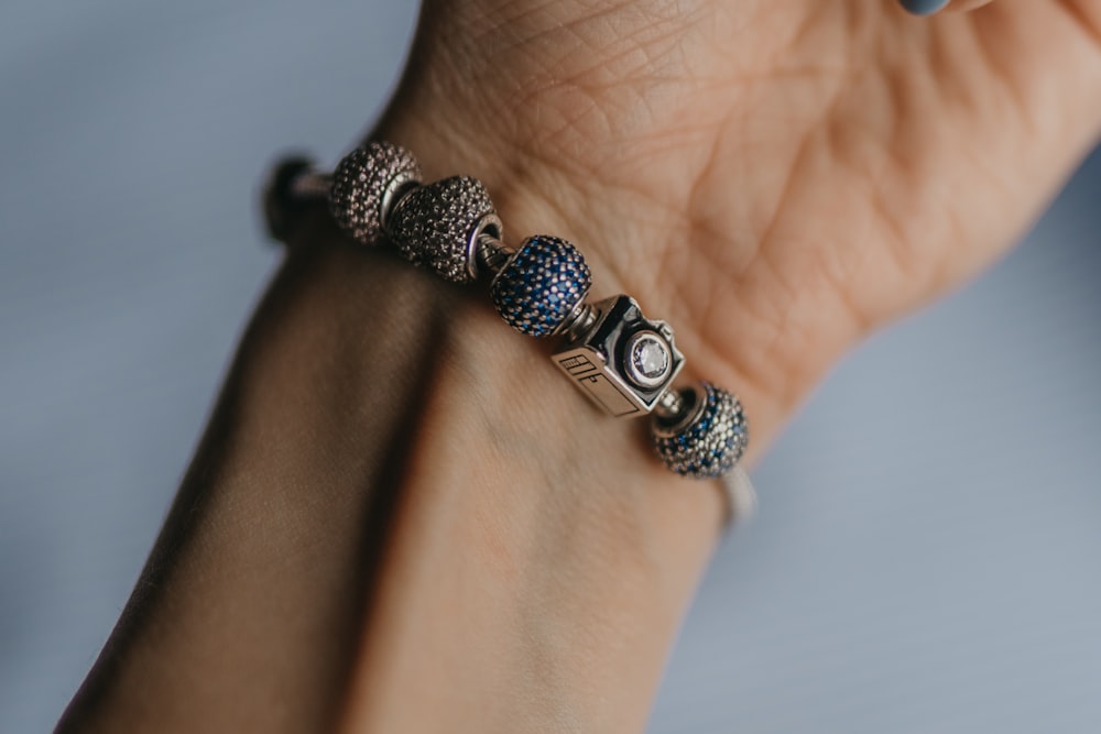 silver and diamond studded bracelet