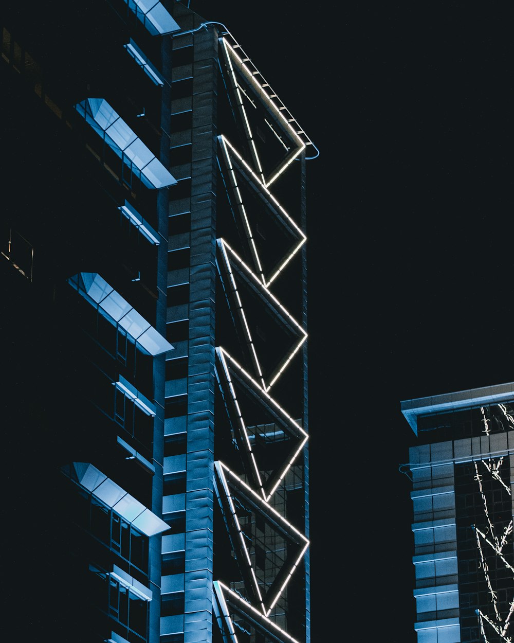 white and black building during night time