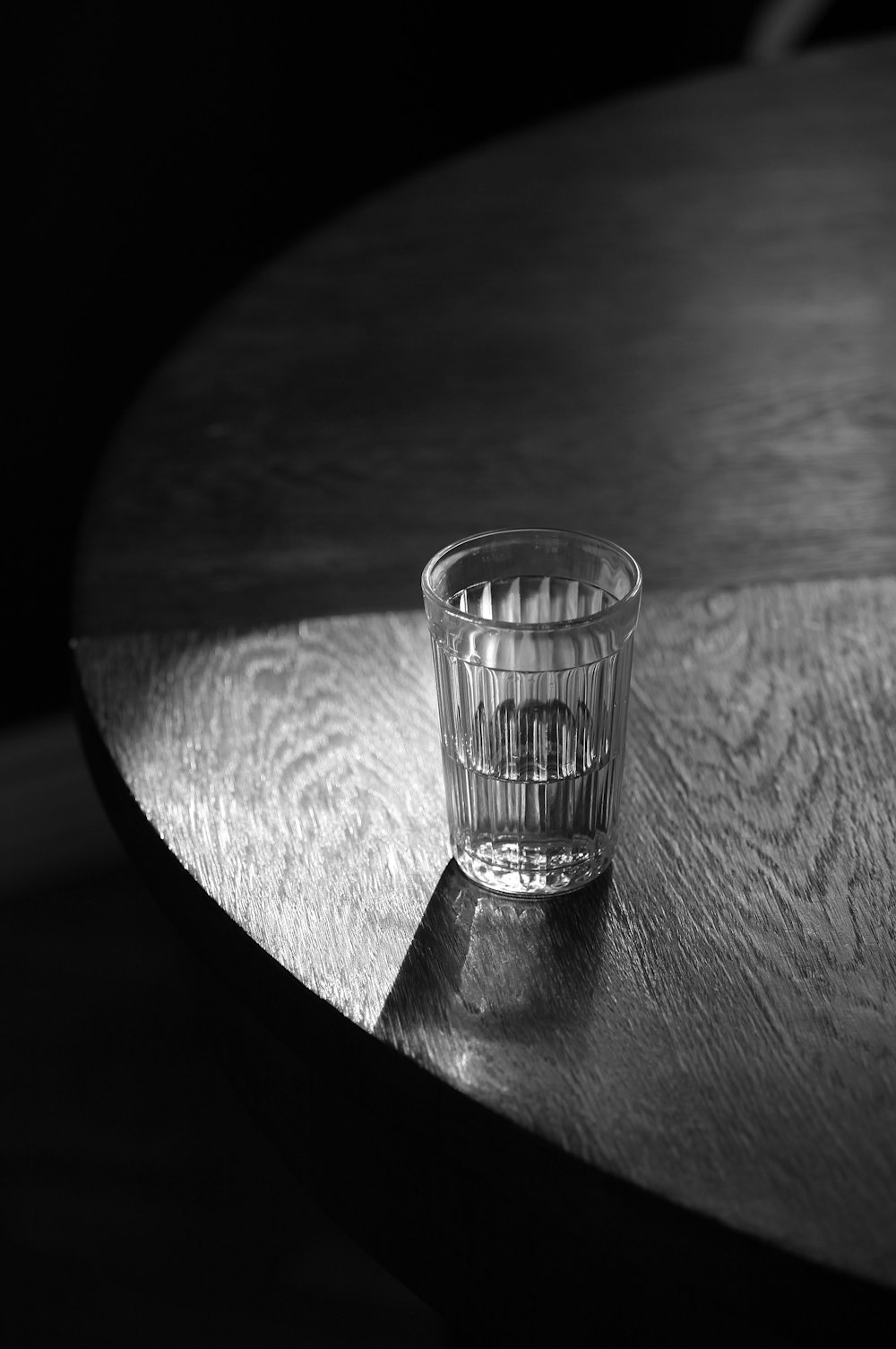 clear shot glass on table