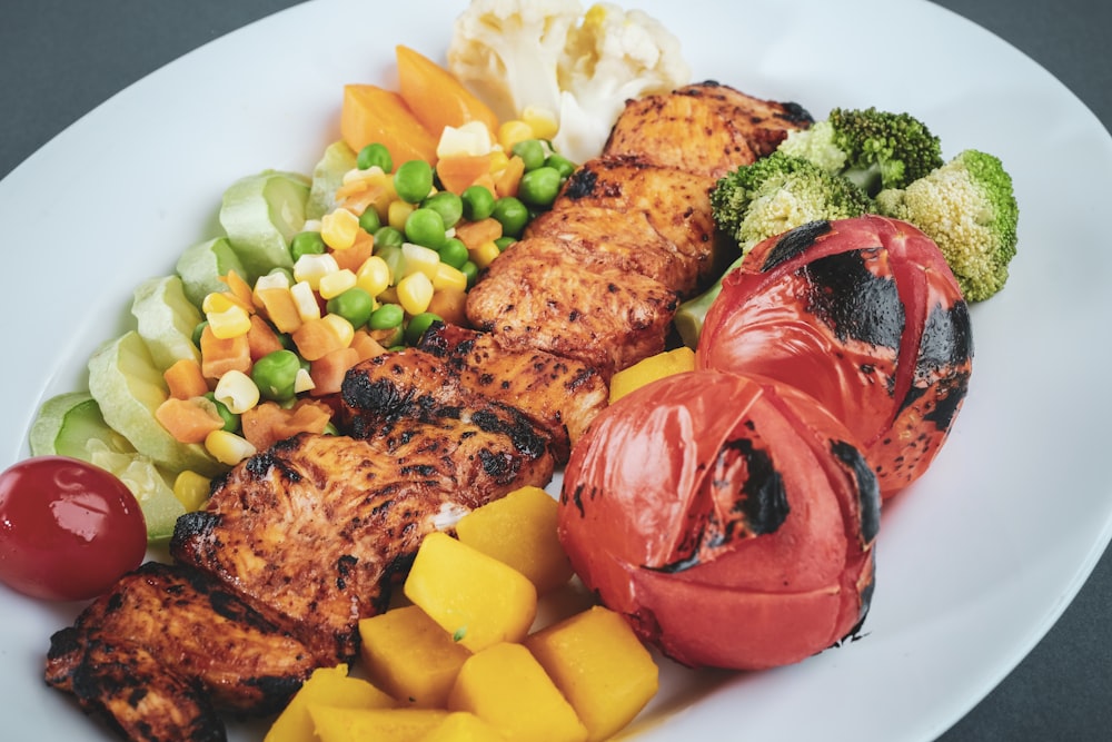 cooked food on white ceramic plate