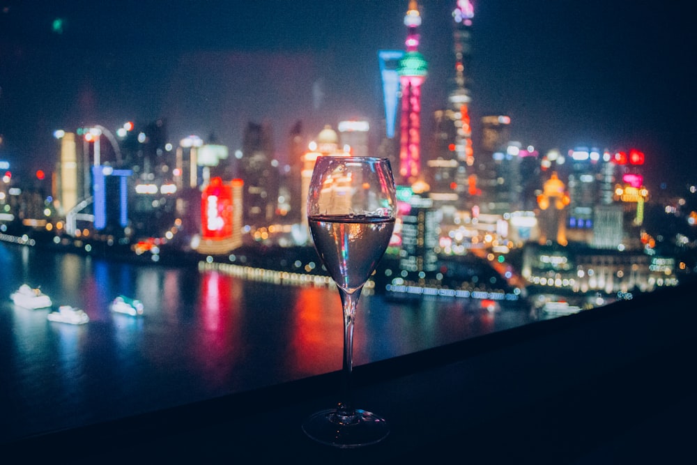 clear wine glass on table