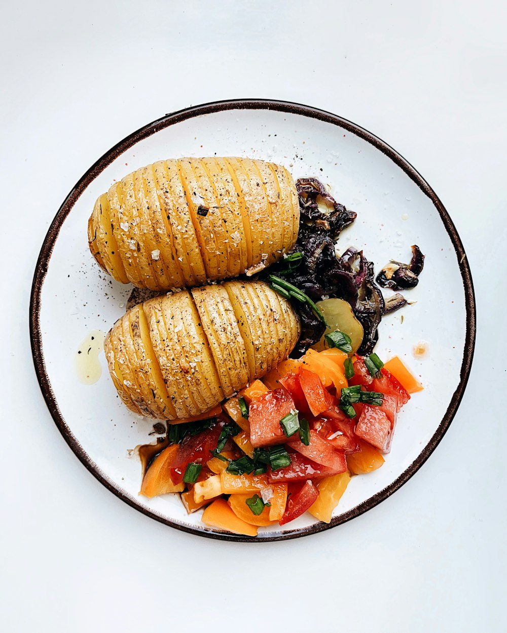 sliced bread with vegetable on white ceramic plate