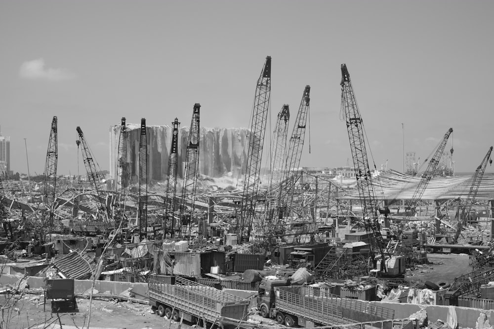 grayscale photo of city buildings