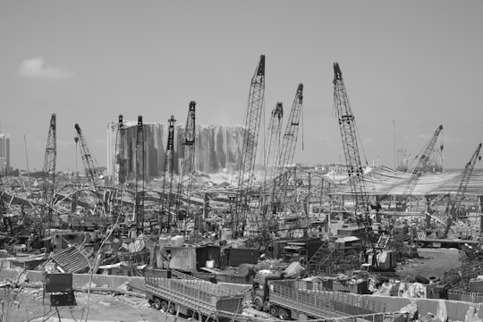 grayscale photo of city buildings in Beirut Lebanon