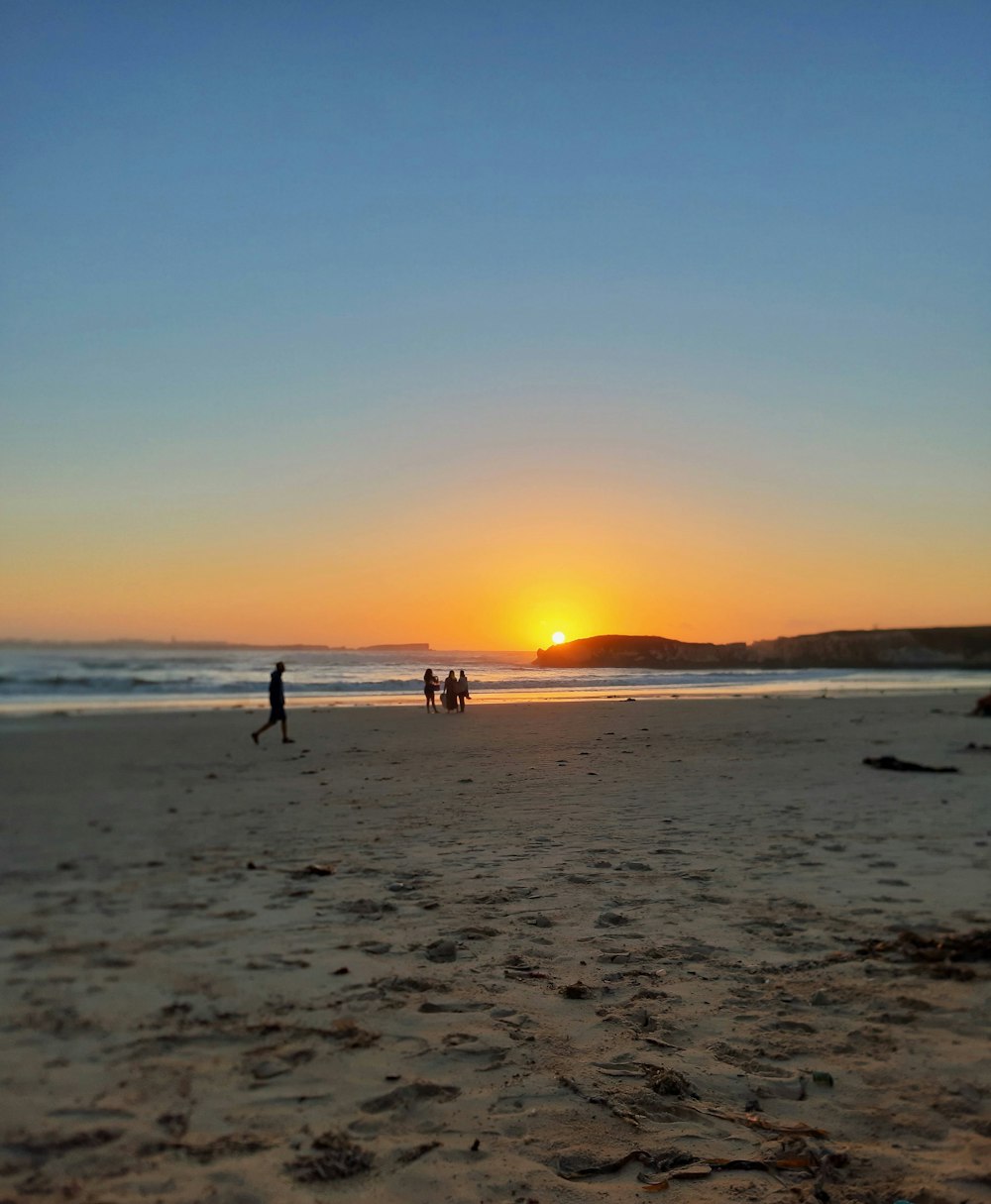 people on beach during sunset