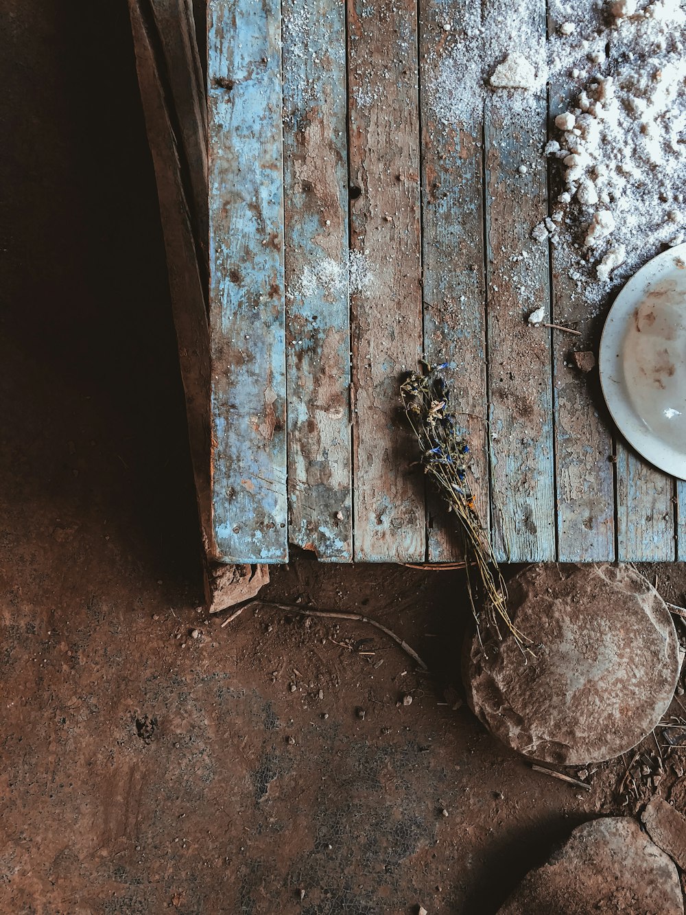 white round plate on brown wooden table