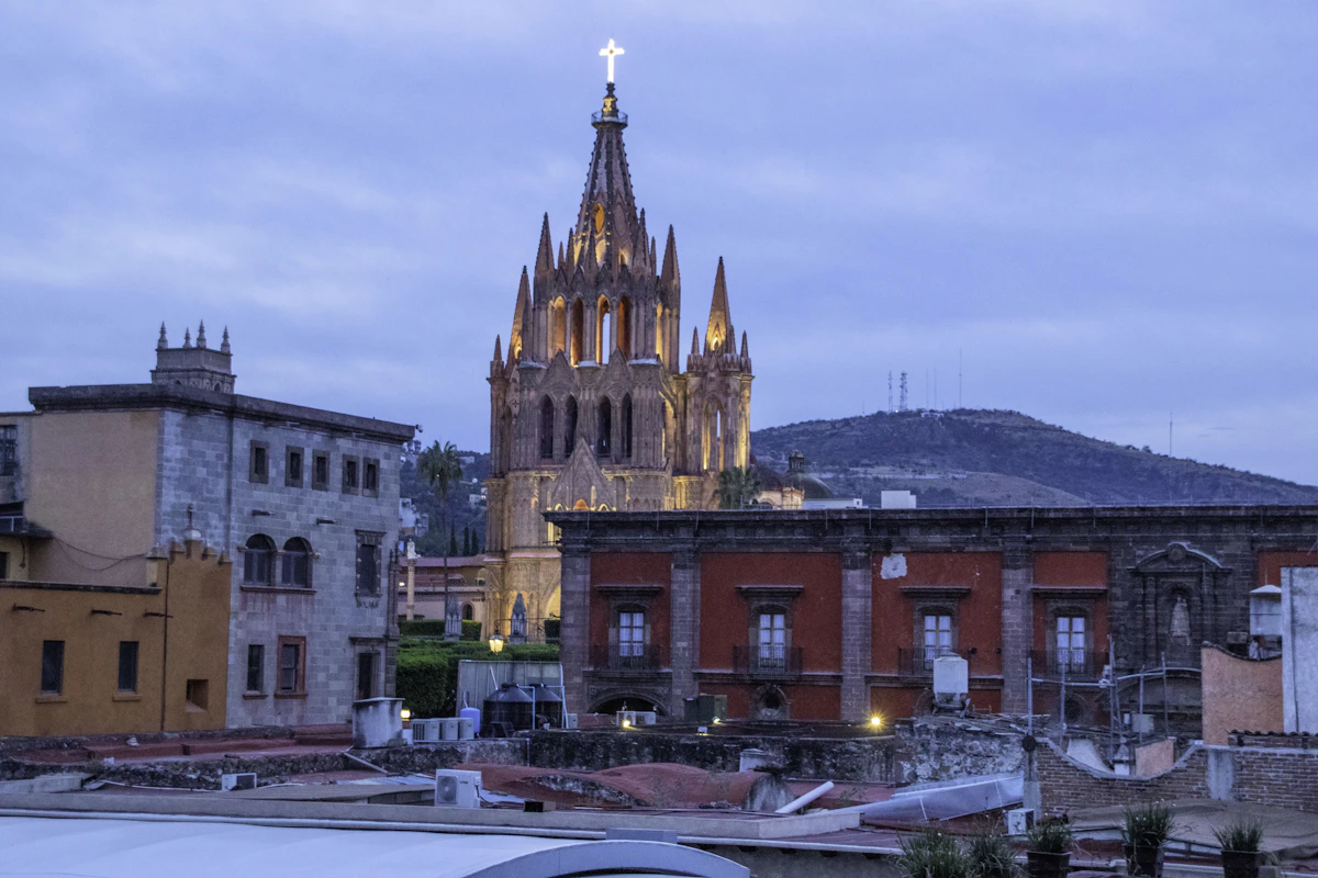 Colonial architecture and rooftop view in San Miguel de Allende historic center