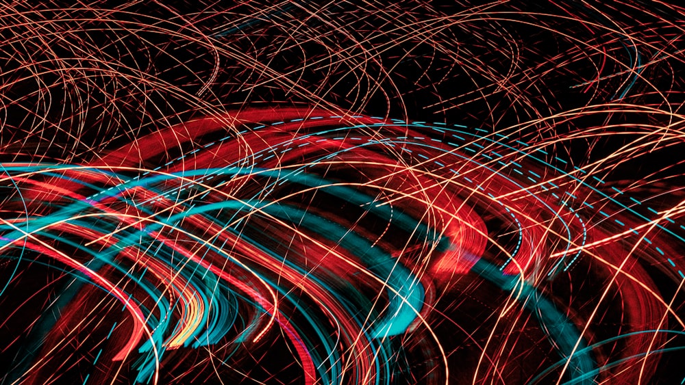 blue and red light streaks