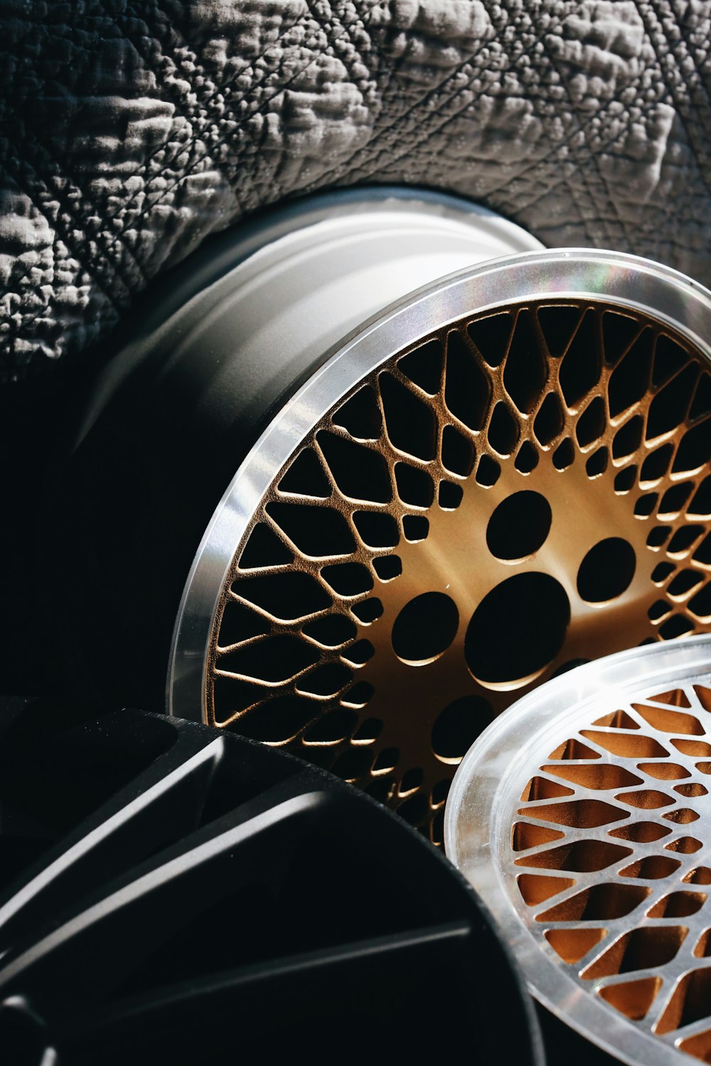 a close up of a wheel on a vehicle