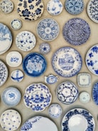 blue and white ceramic plate