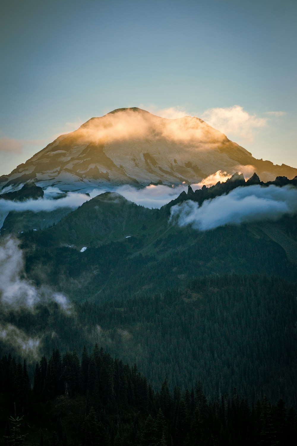 green trees and mountain under white clouds during daytime