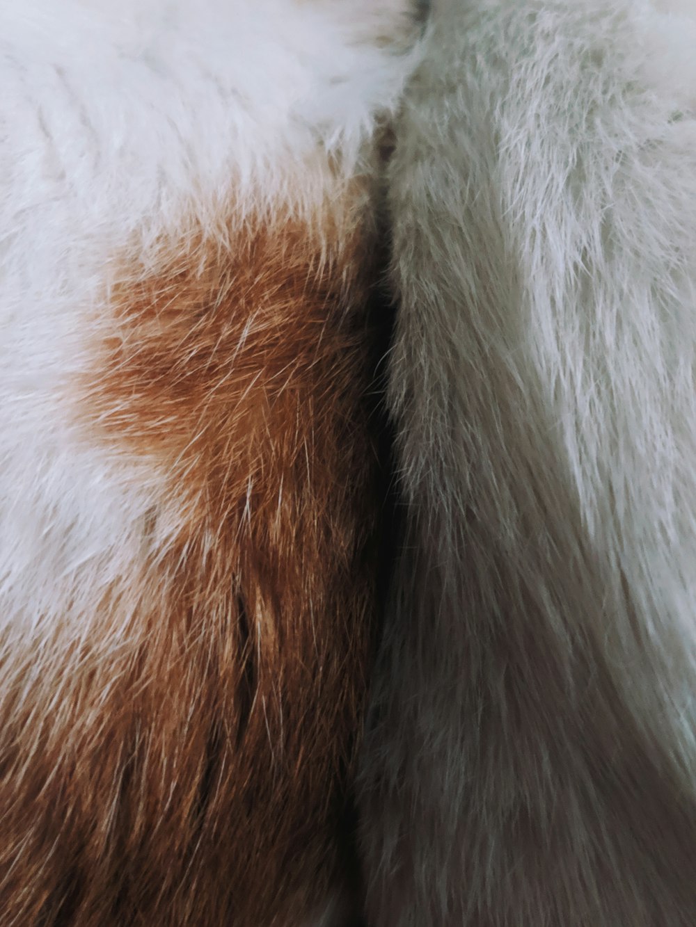 white and brown fur textile