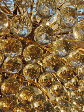 An artistic cluster of mini chandeliers creating a dazzling centerpiece.