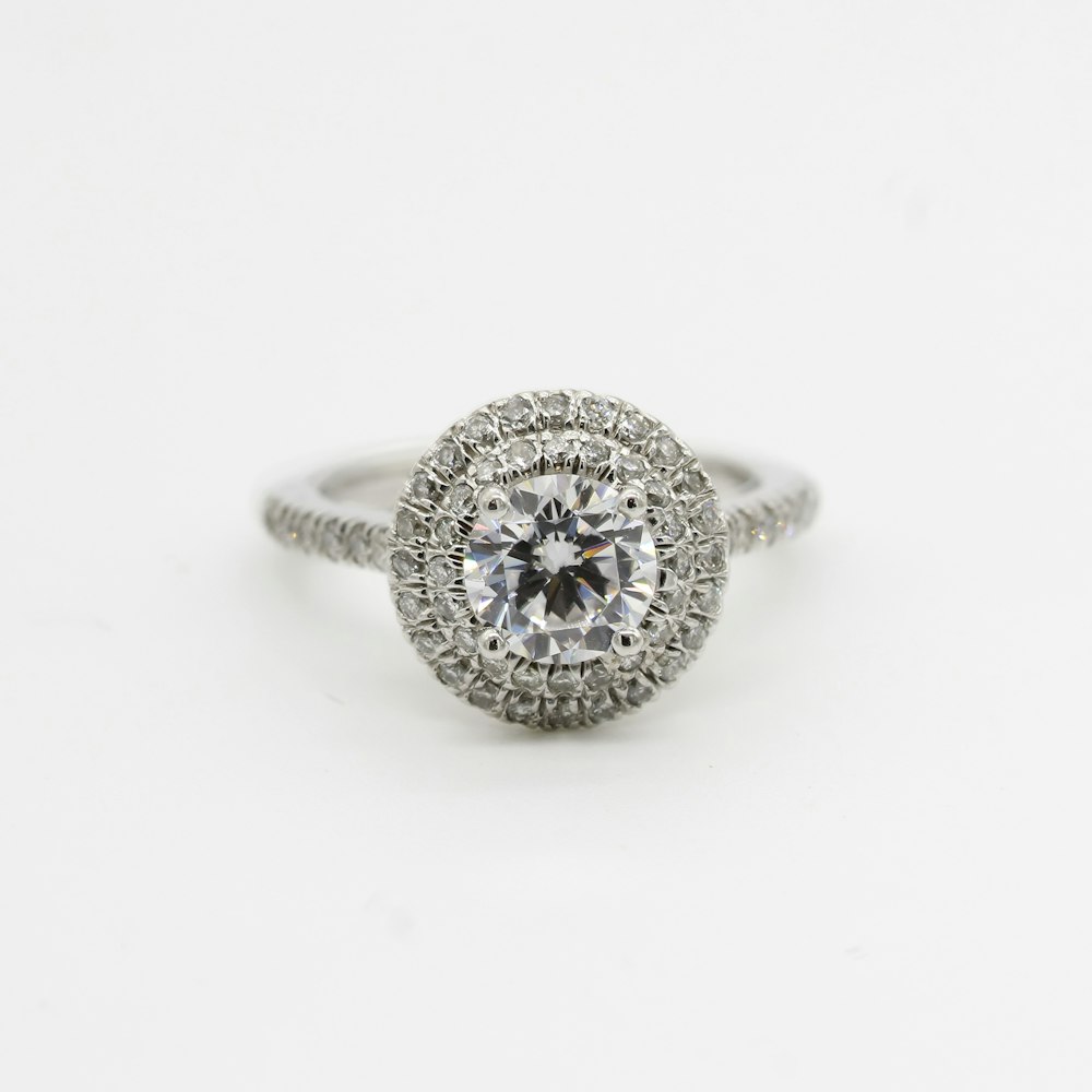 silver and diamond studded ring