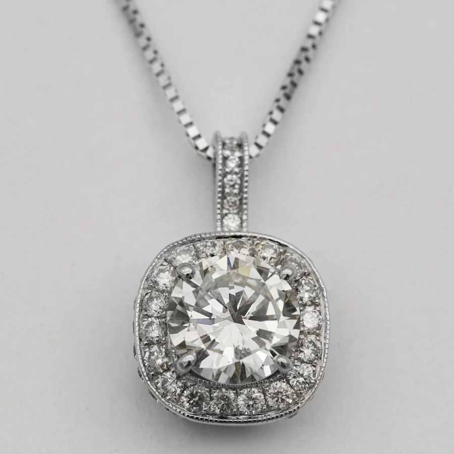 Geometric diamond pendant necklace
