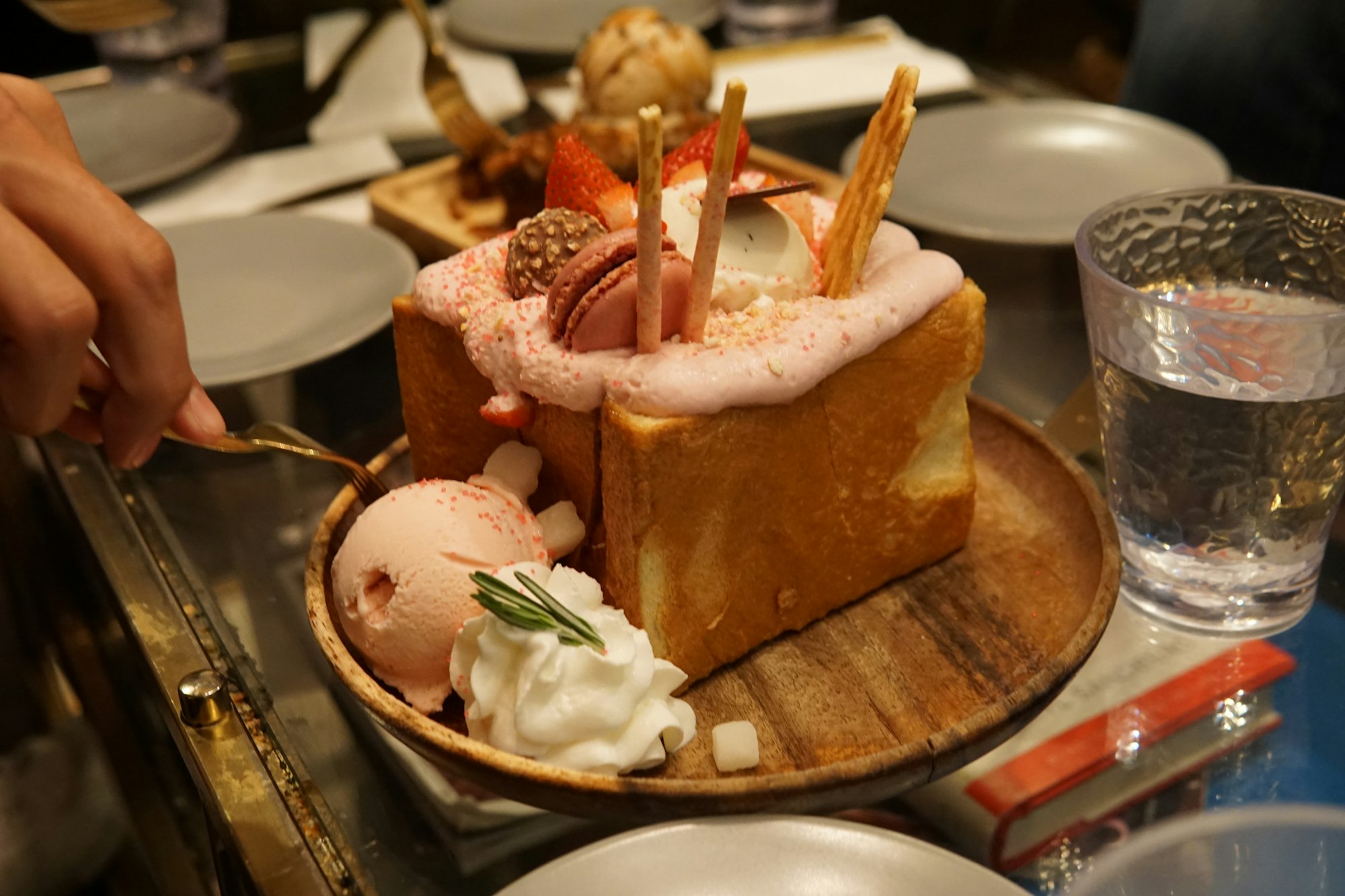 "honey toast pocky strawberry" from magnolia dessert bar & coffee in Vienna, Virginia