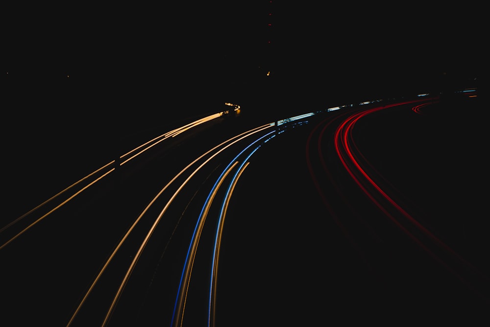 red and white lights on road during night time