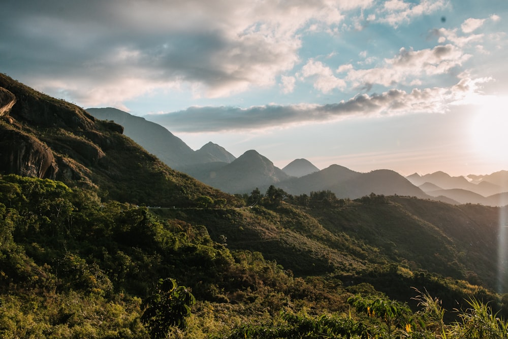 green trees on mountain under white clouds during daytime