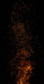 Bright flames and sparks rising against a dark background, creating a dynamic and intense visual effect.
