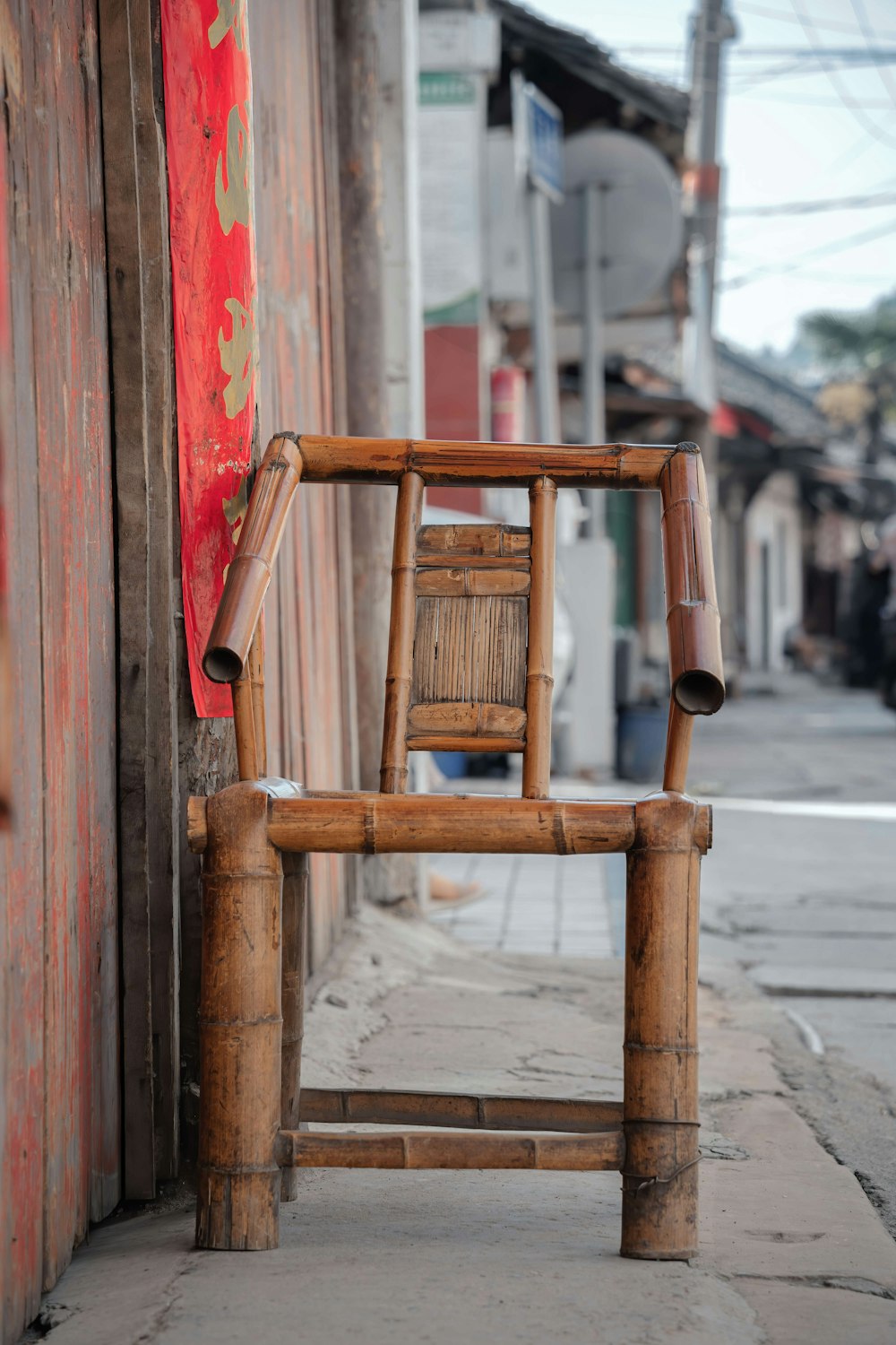 brown wooden chair on white snow