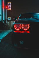 black car with red light