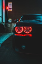 black car with red light