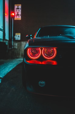 black car with red light
