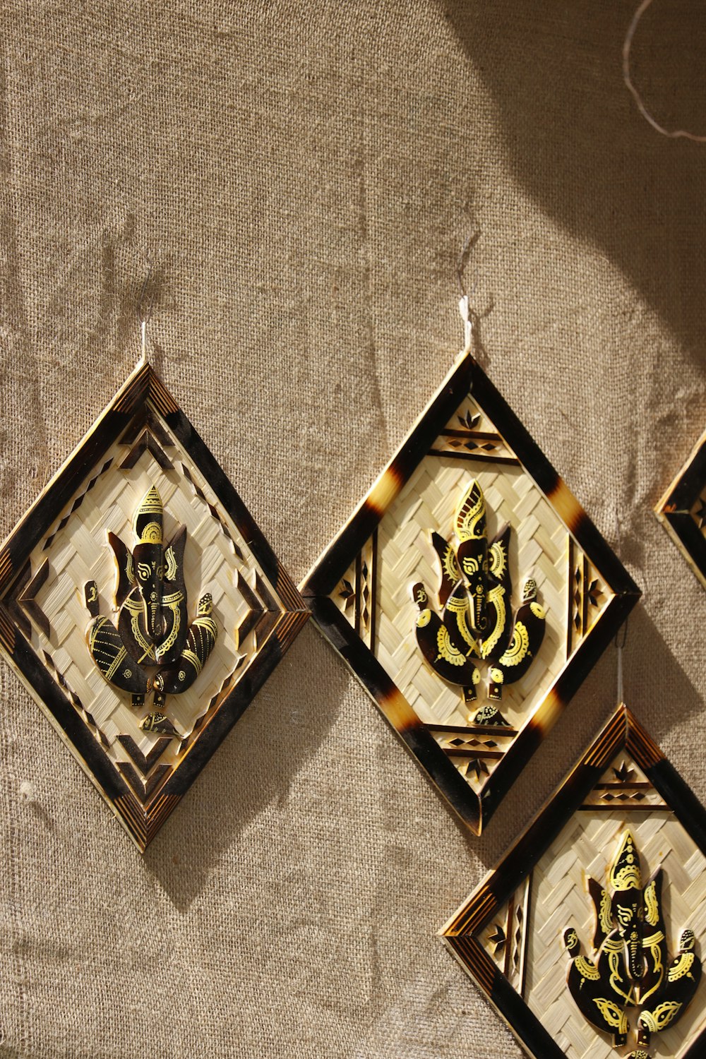 gold and black wall decor