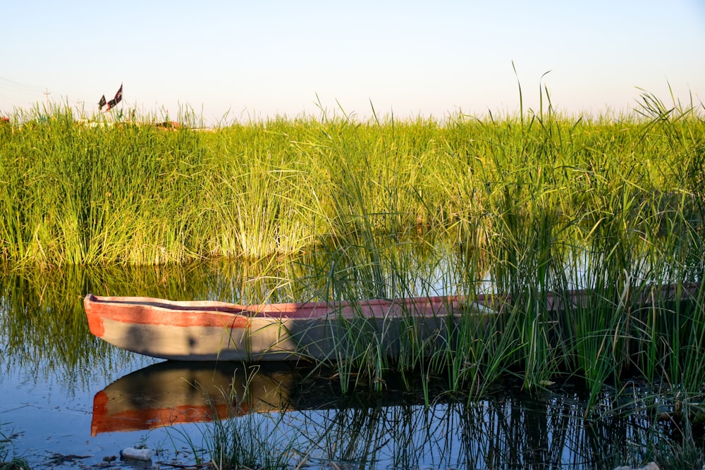 brown wooden boat on river during daytime