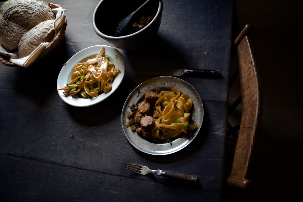 white ceramic bowl with pasta dish