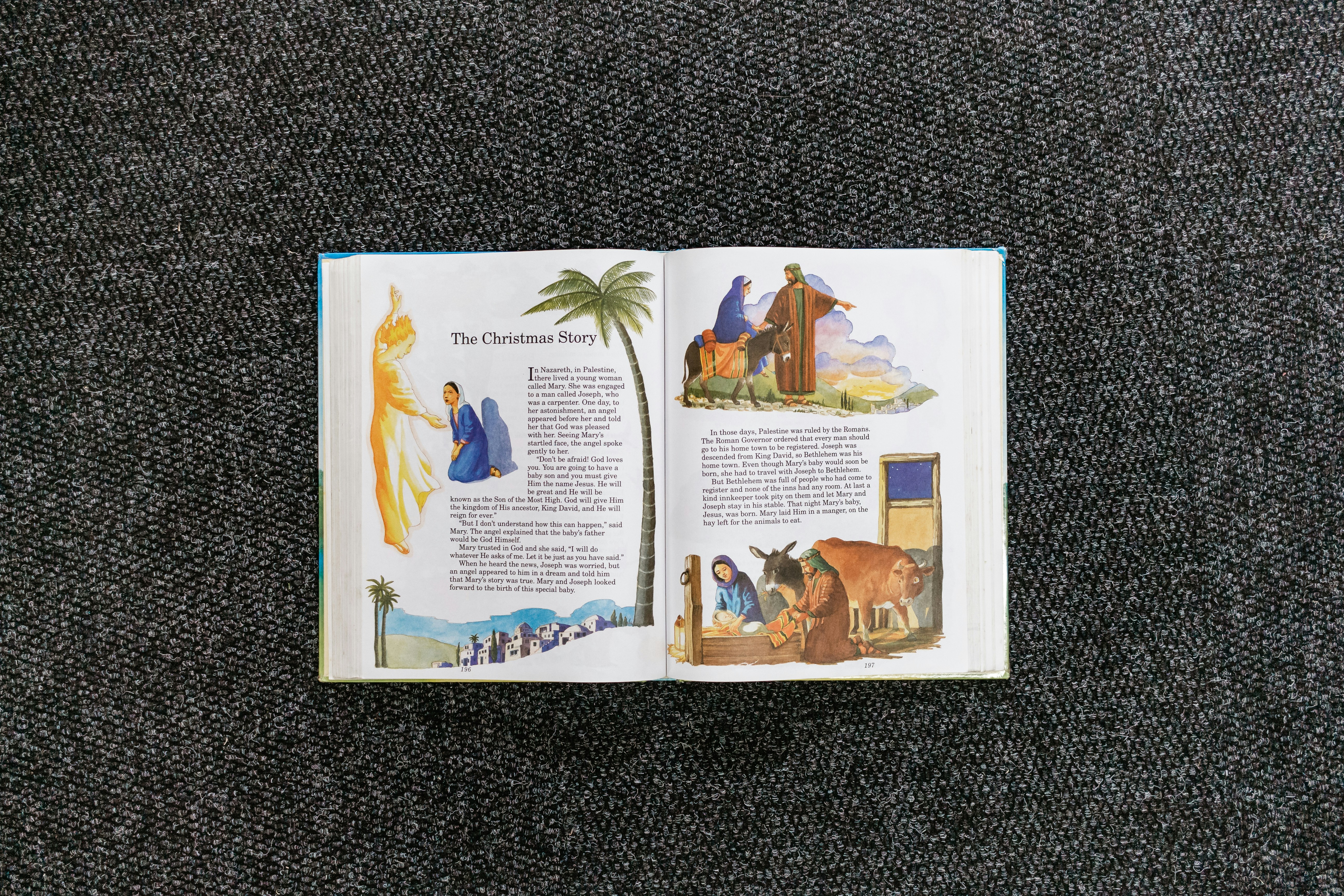 A beautifully illustrated storybook open to a page showing a fairytale castle and a starry night sky, capturing the magic of animated love stories.