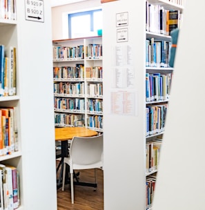 white wooden book shelf with books