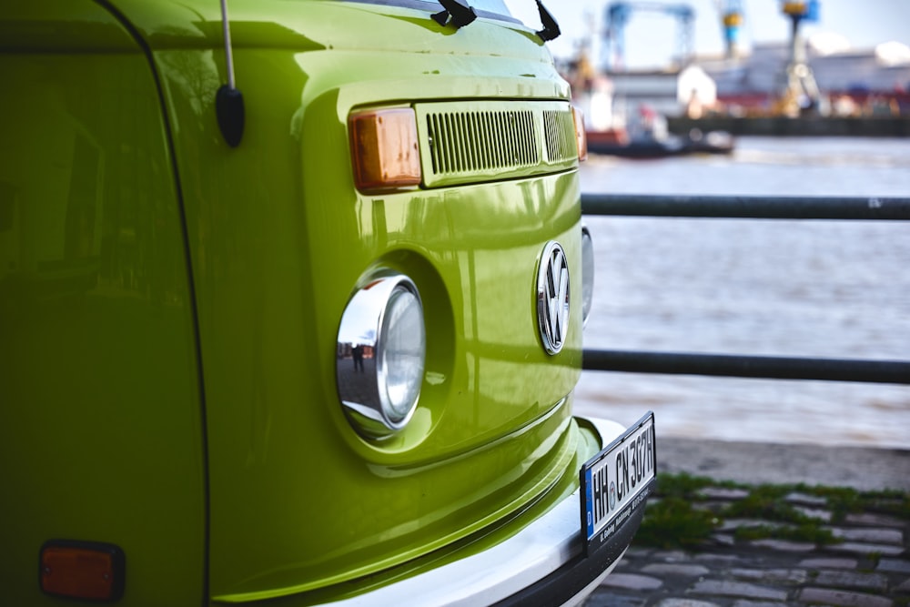 green volkswagen t-2 on road during daytime