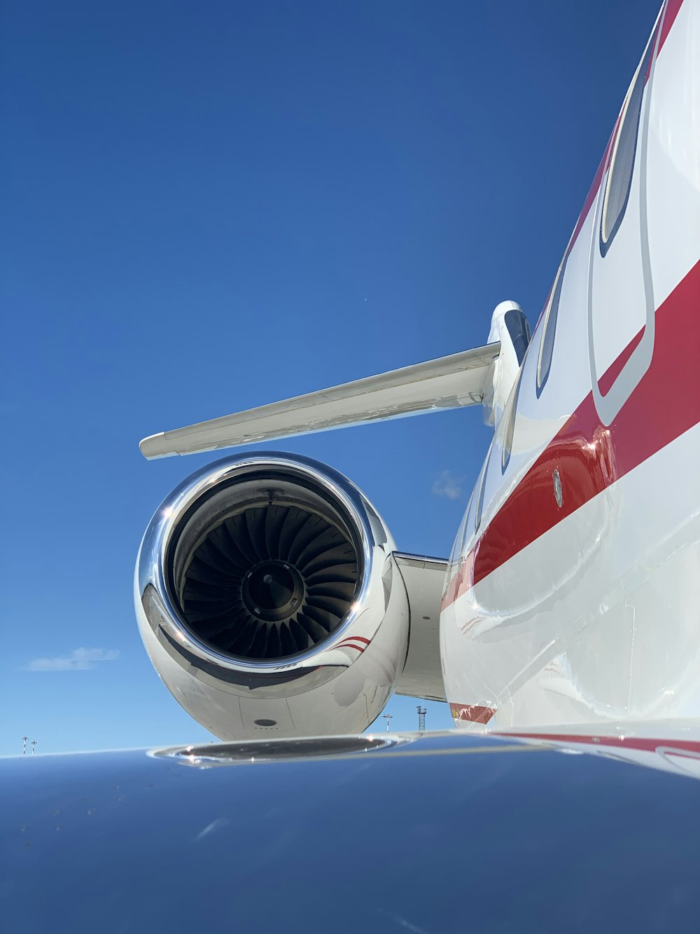 a close up of a jet engine on a plane