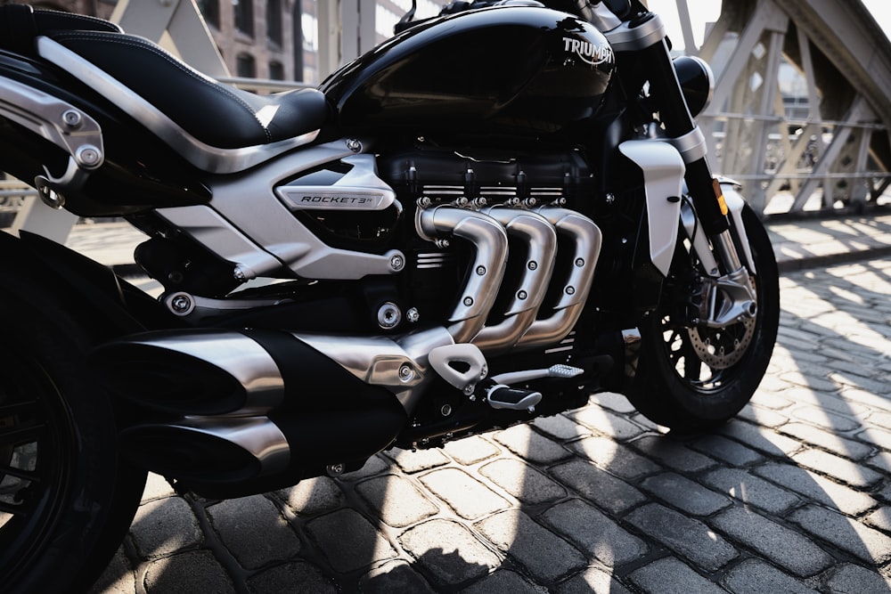 black and silver cruiser motorcycle