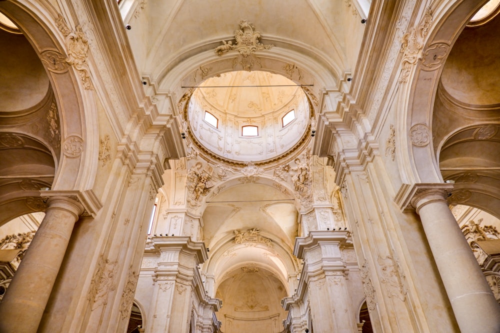 white and gold ceiling with light fixture